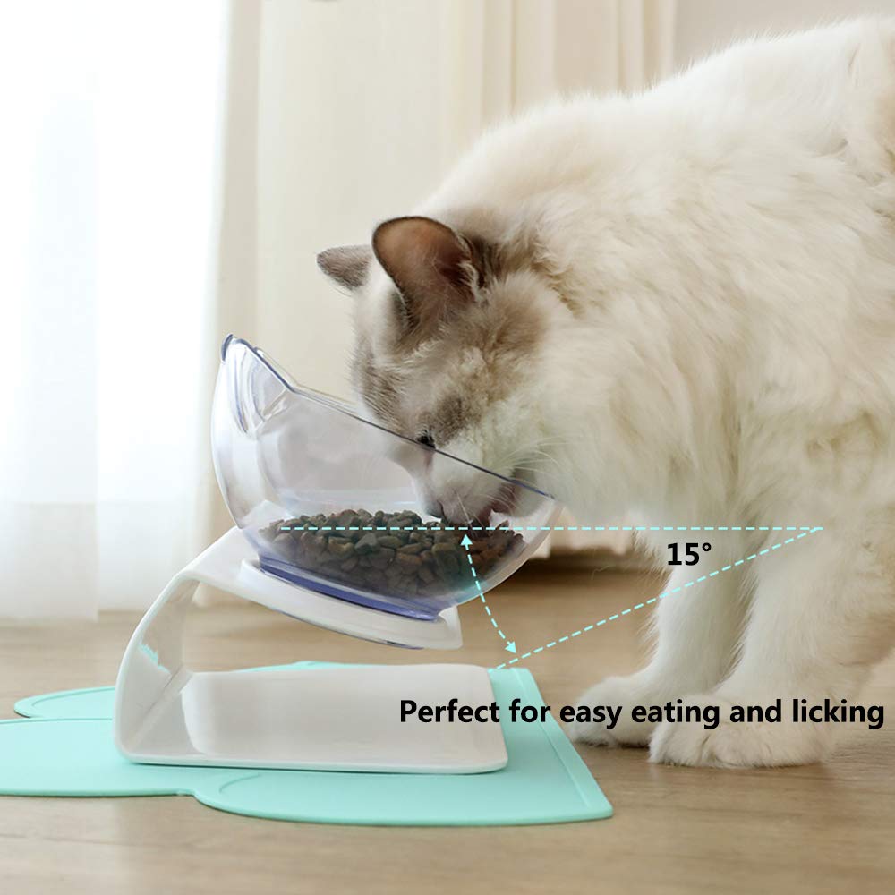 Indoor cat eating from an elevated cat bowl designed for comfortable and healthy feeding