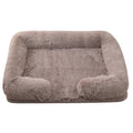 Beige Brown plush calming bed for dogs and cats