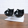 Black elevated feeding bowl for cats