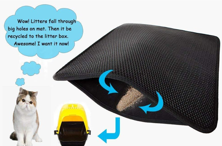 Easy-to-clean cat litter trapping mat with litter pouring design