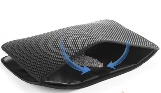 Open double-layer cat litter mat for quick and easy litter disposal
