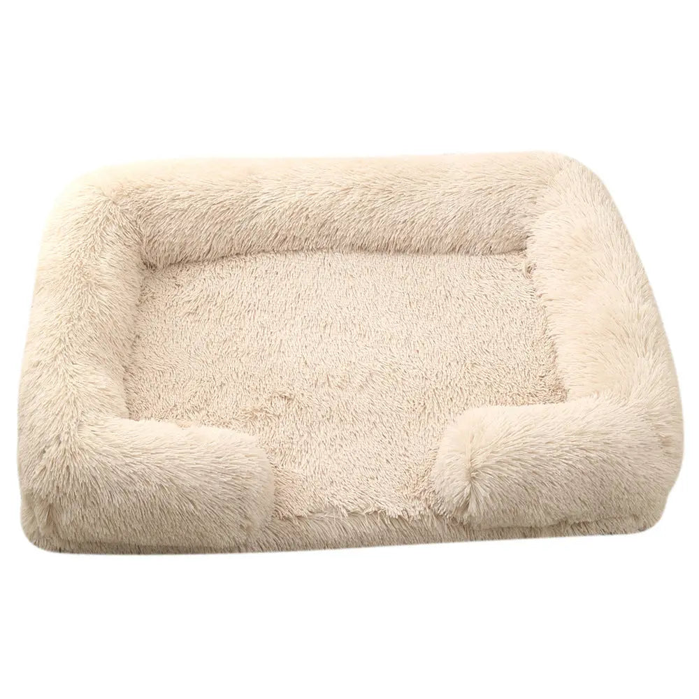 Light Brown plush calming bed for dogs and cats