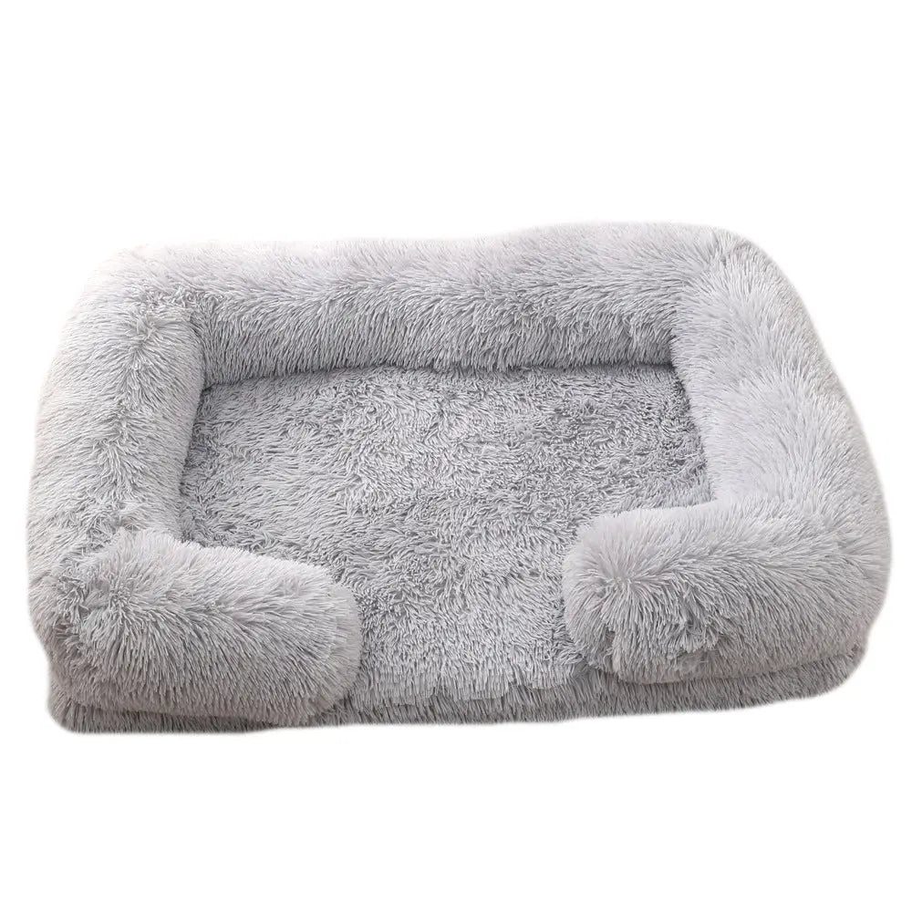Light Gray plush calming bed for dogs and cats