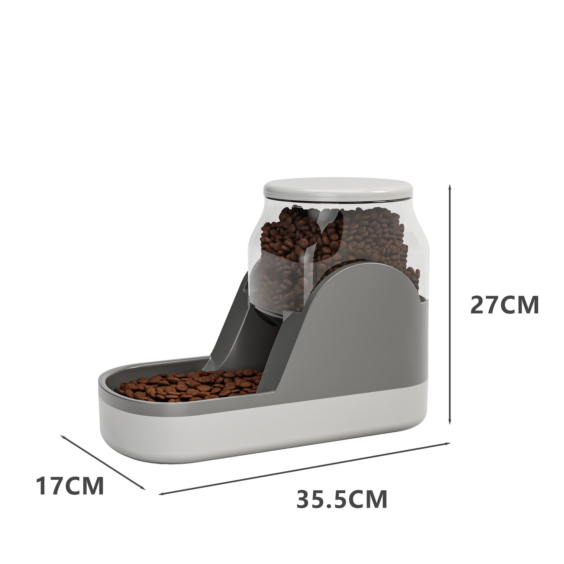 Side view of a BPA-free automatic pet feeder