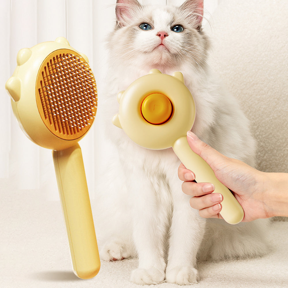 Premium pet grooming brush for dogs and cats with self-cleaning design