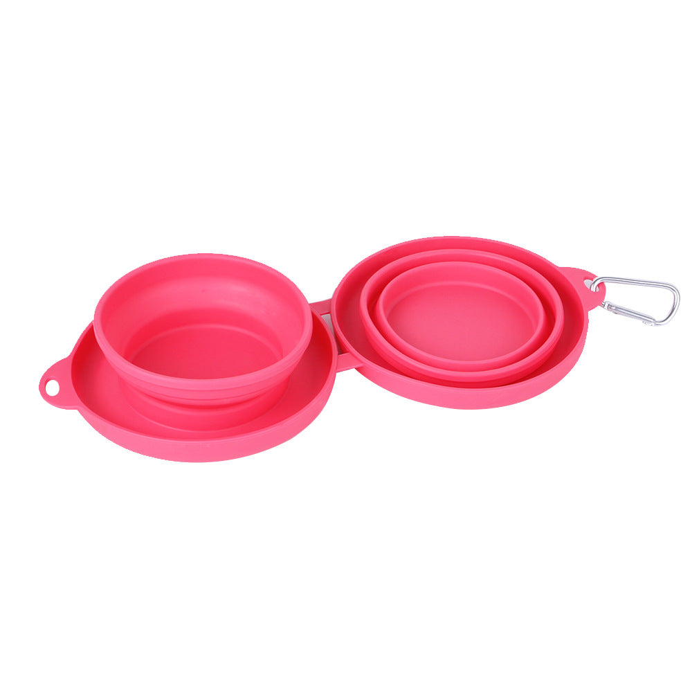 Pink foldable silicone pet bowl for dogs and cats