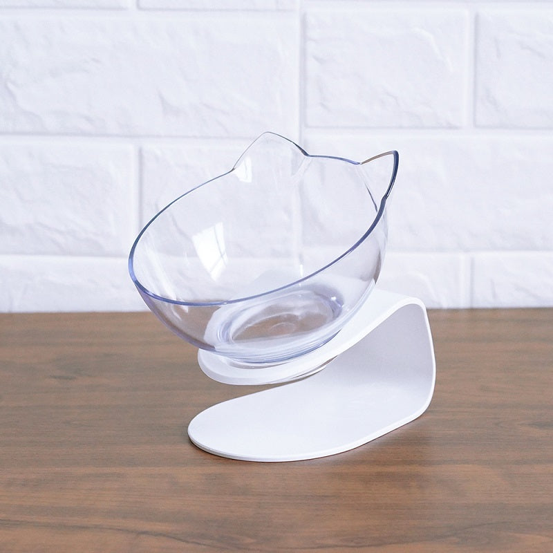 Transparent elevated cat feeding bowl with stable base