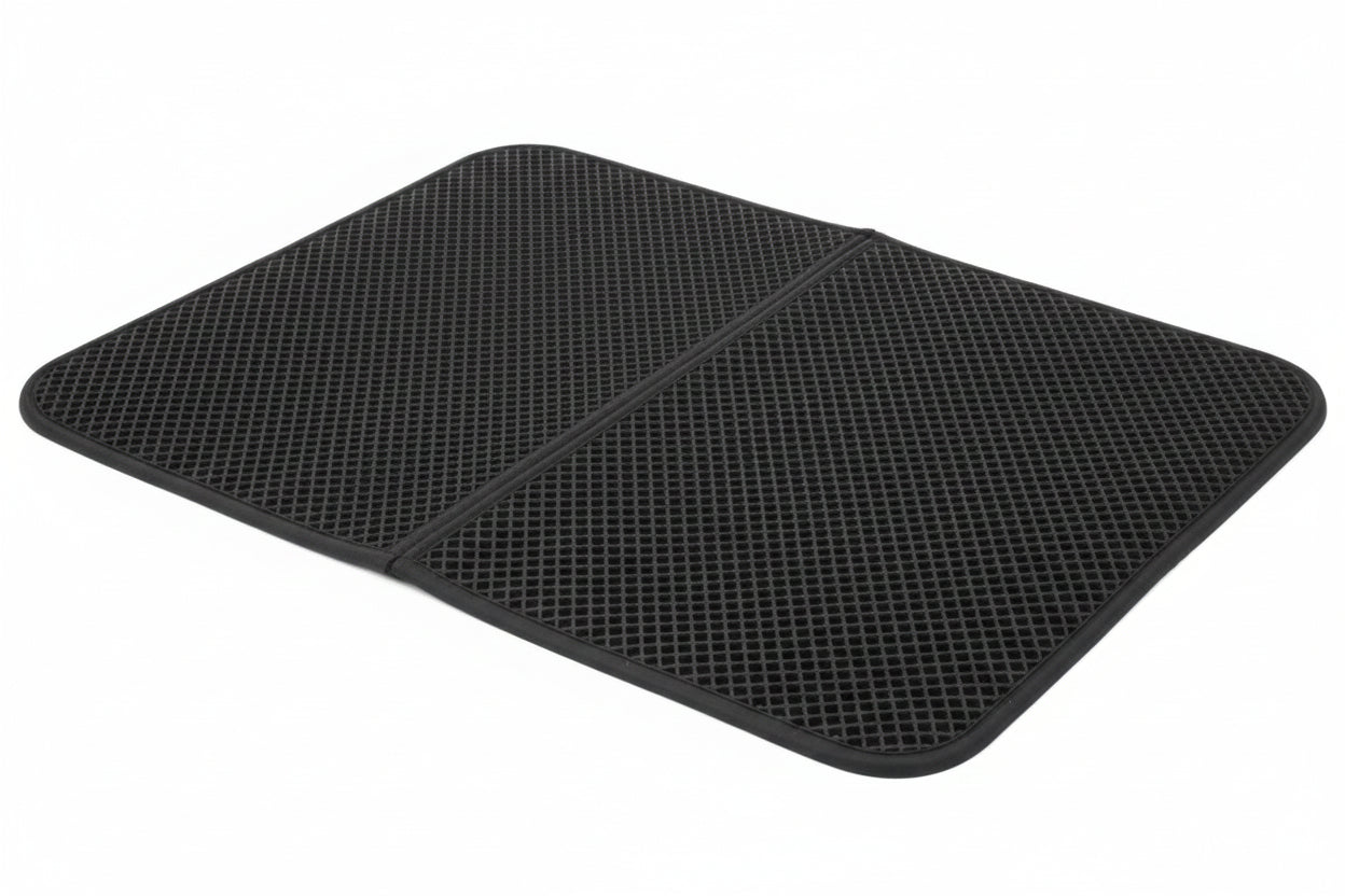 Top view of a waterproof EVA cat litter trapping mat